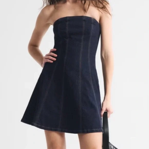 Abercrombie & Fitch Dark Blue Denim Dress - Picture 3 of 6